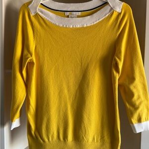 Boden Contrast Yellow and White Crew Neck Sweater Size S